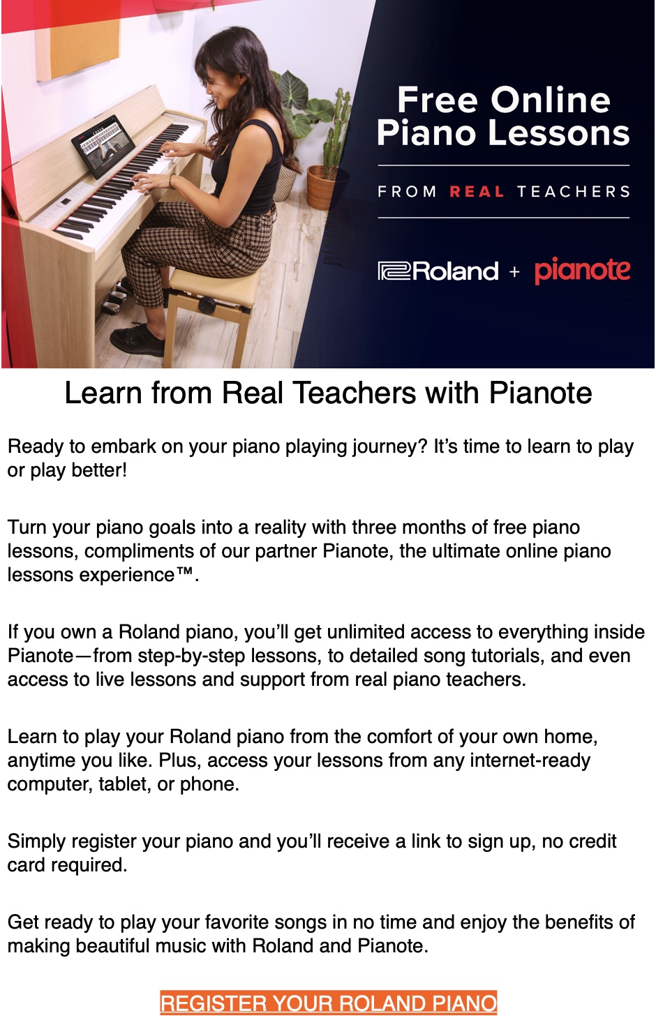 Roland Piano Lessons