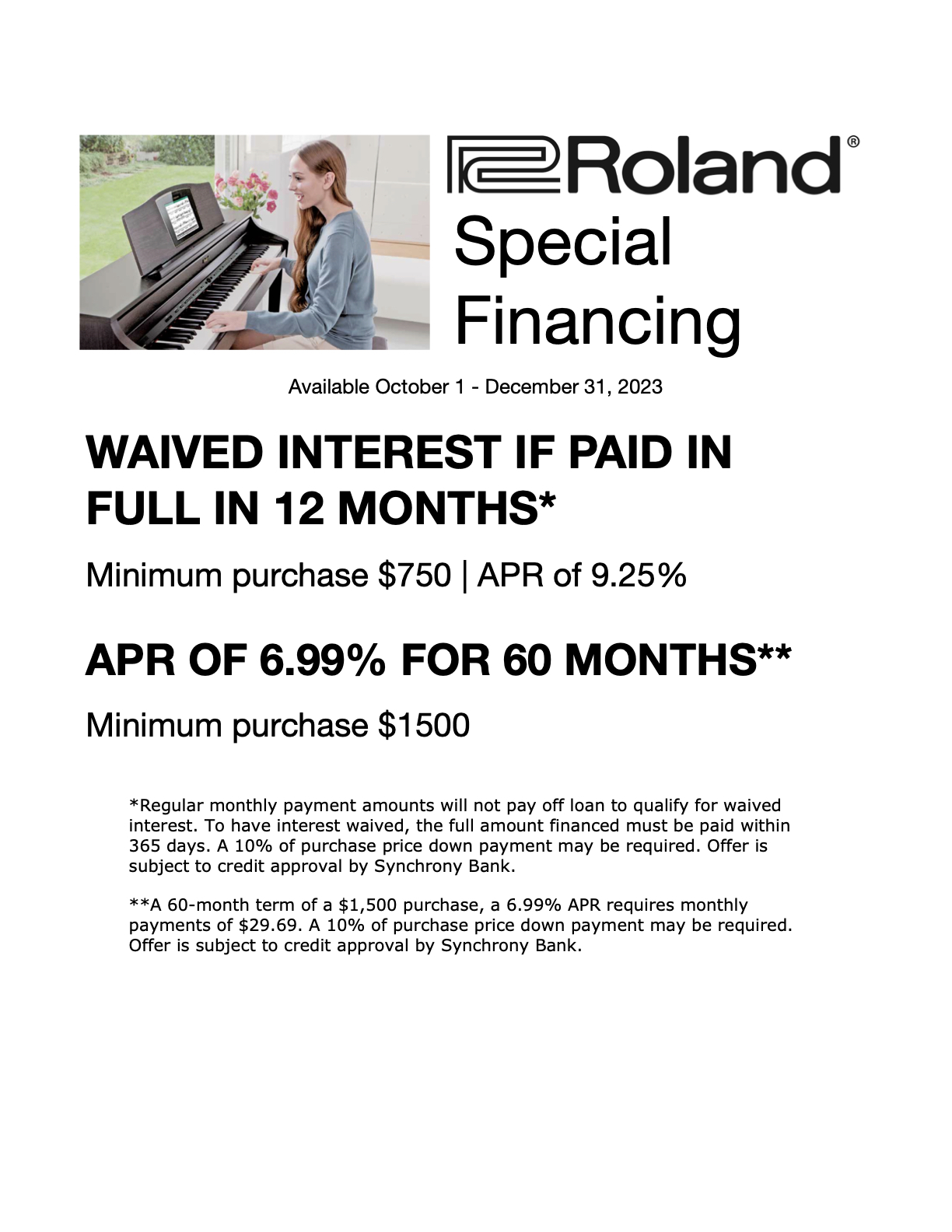 Roland Special Financing